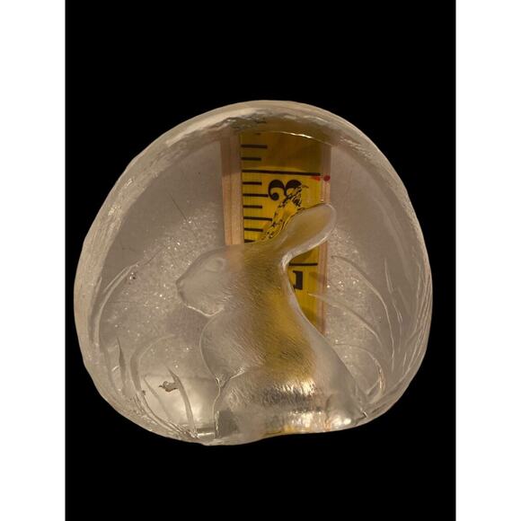 Rabbit Paperweight Etched Crystal Signed By Mats Jonasson Vintage - Picture 12 of 12